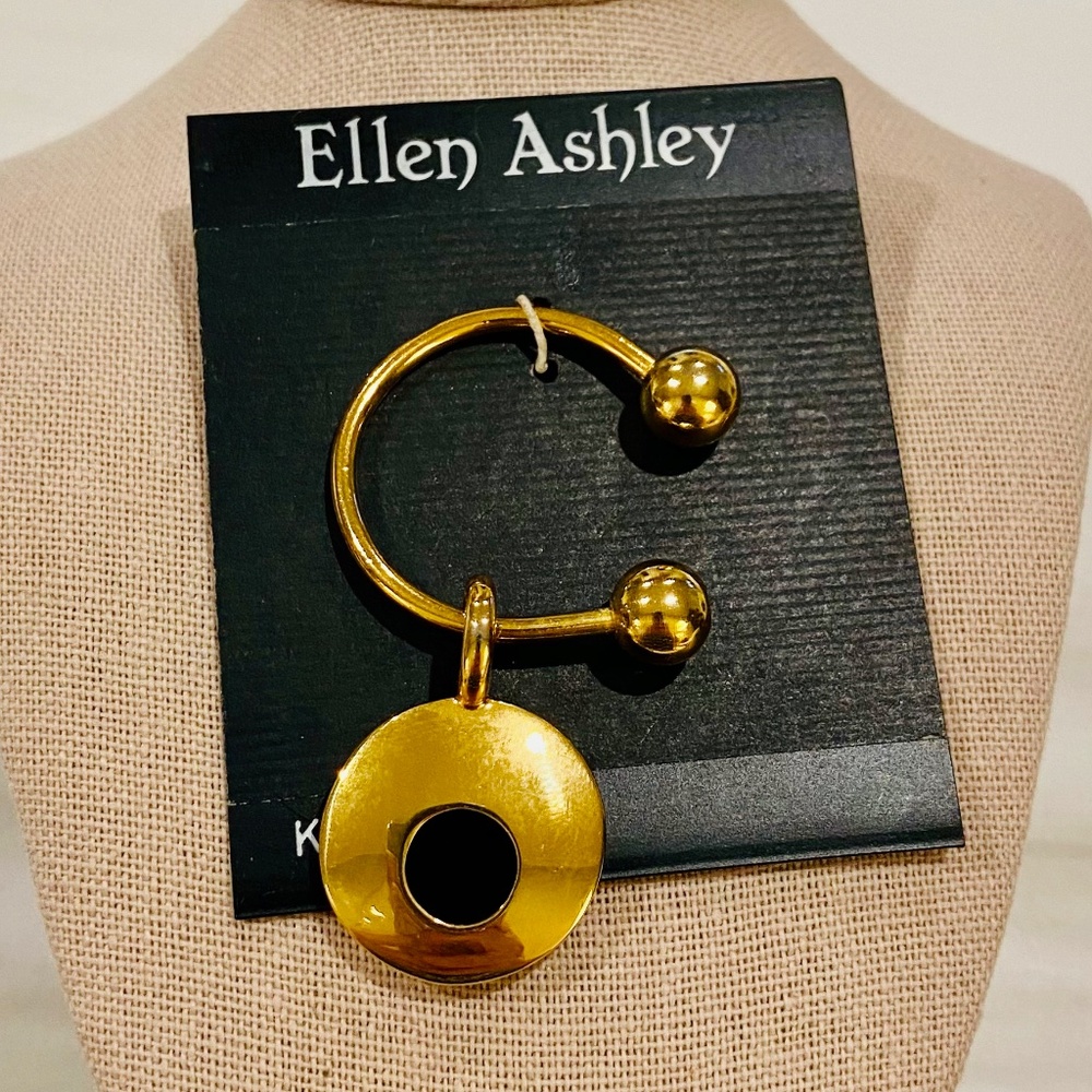 O2-BUNDLE ONLY! Vintage Ellen Ashley Gold & Black Key Ring - Picture 1 of 6